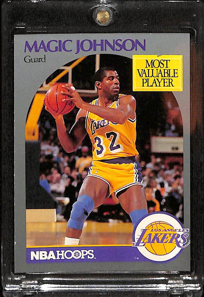 FIINR BasketBall Card 1990 NBA Hoops Magic Johnson MVP Basketball Rookie Card #157 - Mint Condition