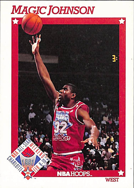 FIINR BasketBall Card 1991 NBA Hoops All Stars Magic Johnson Basketball Card #266- Mint Condition