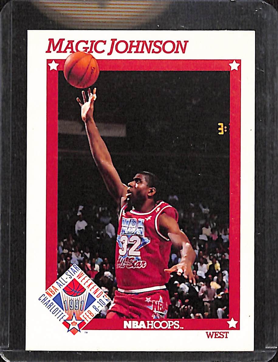 1991 NBA Hoops All Stars Magic Johnson Basketball Card 266 Mint Cond 1991-nba-hoops-all-stars-magic-johnson-basketball-card-266-mint-cond