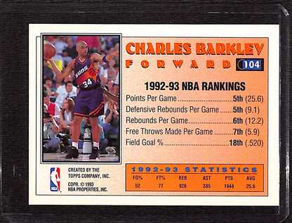 FIINR BasketBall Card 1993 Topps All-Star Charles Barkley NBA Basketball Card #104 - Mint Condition
