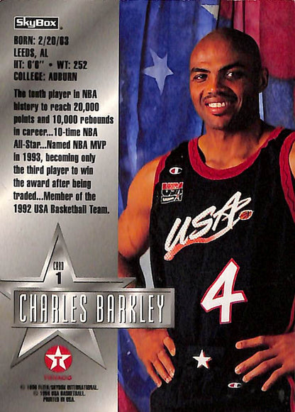FIINR BasketBall Card 1996 Fleer Dream Team Charles Barkley NBA Basketball Card #1 - Mint Condition