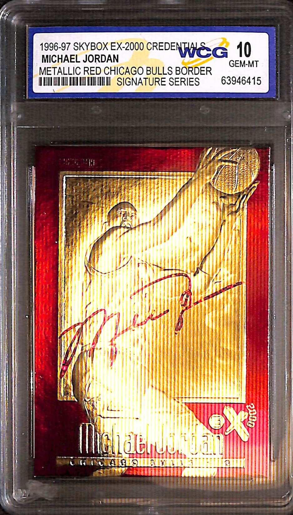 FIINR BasketBall Card 1996 Skybox Michael Jordan Metallic Red Basketball Card #15 - Graded WGC10 - Mint Condition