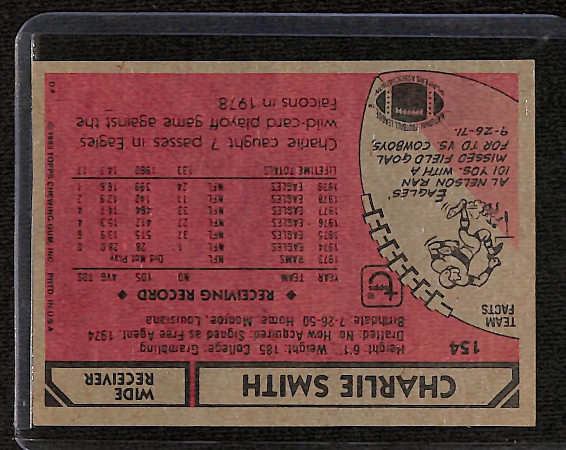 FIINR Football Card 1980 Topps Charlie Smith Football Card #154 - Vintage - Mint Condition