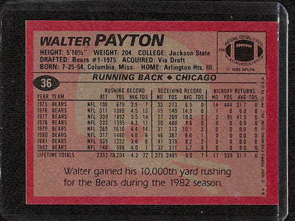 FIINR Football Card 1983 Walter Peyton "Sweetness" NFL Football Card #36 - Chicago Bears - Mint Condition