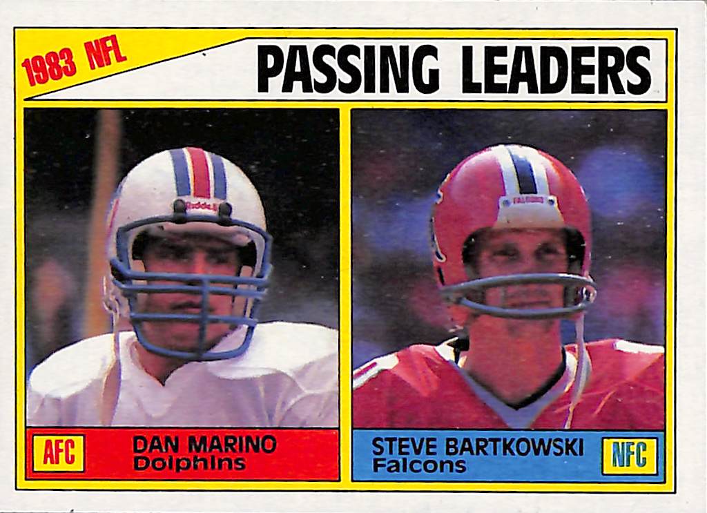 FIINR Football Card 1984 Topps Dan Marino - Steve Bartkowski NFL Football Card #202 - Mint Condition
