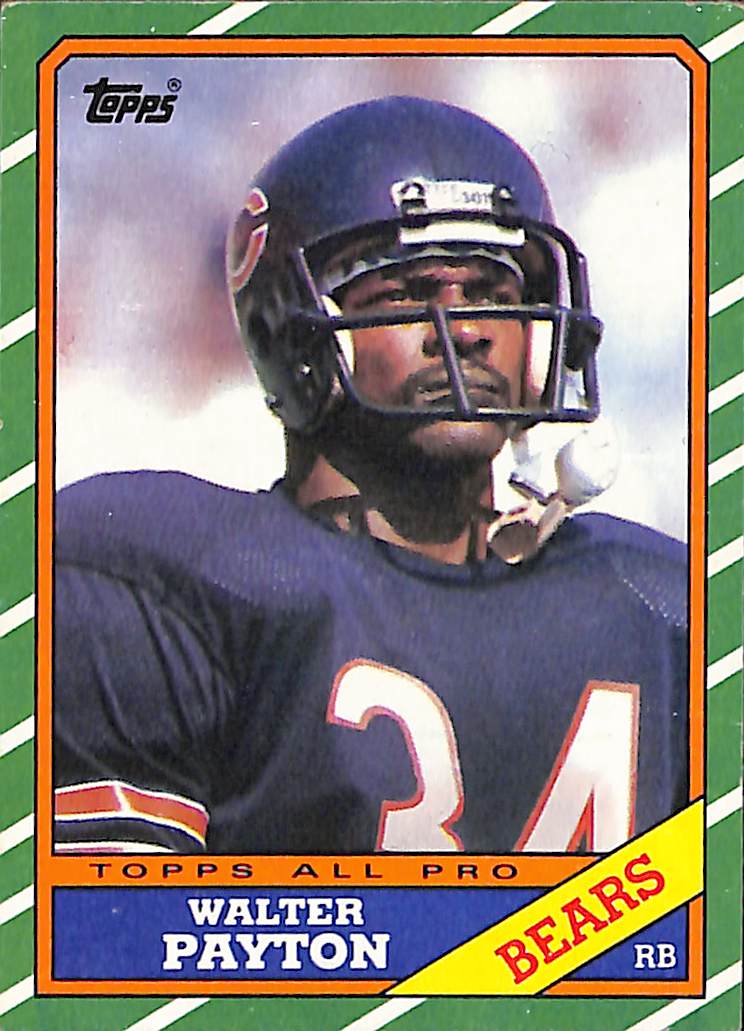 FIINR Football Card 1986 Walter Peyton "Sweetness" NFL Football Card #11 - Chicago Bears - Mint Condition
