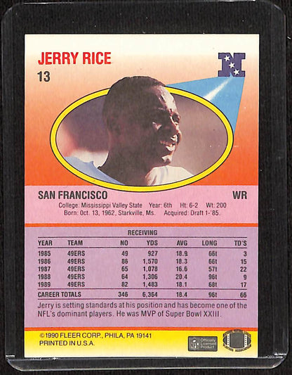 FIINR Football Card 1990 Fleer Jerry Rice Football Player Card #13 - Mint Condition