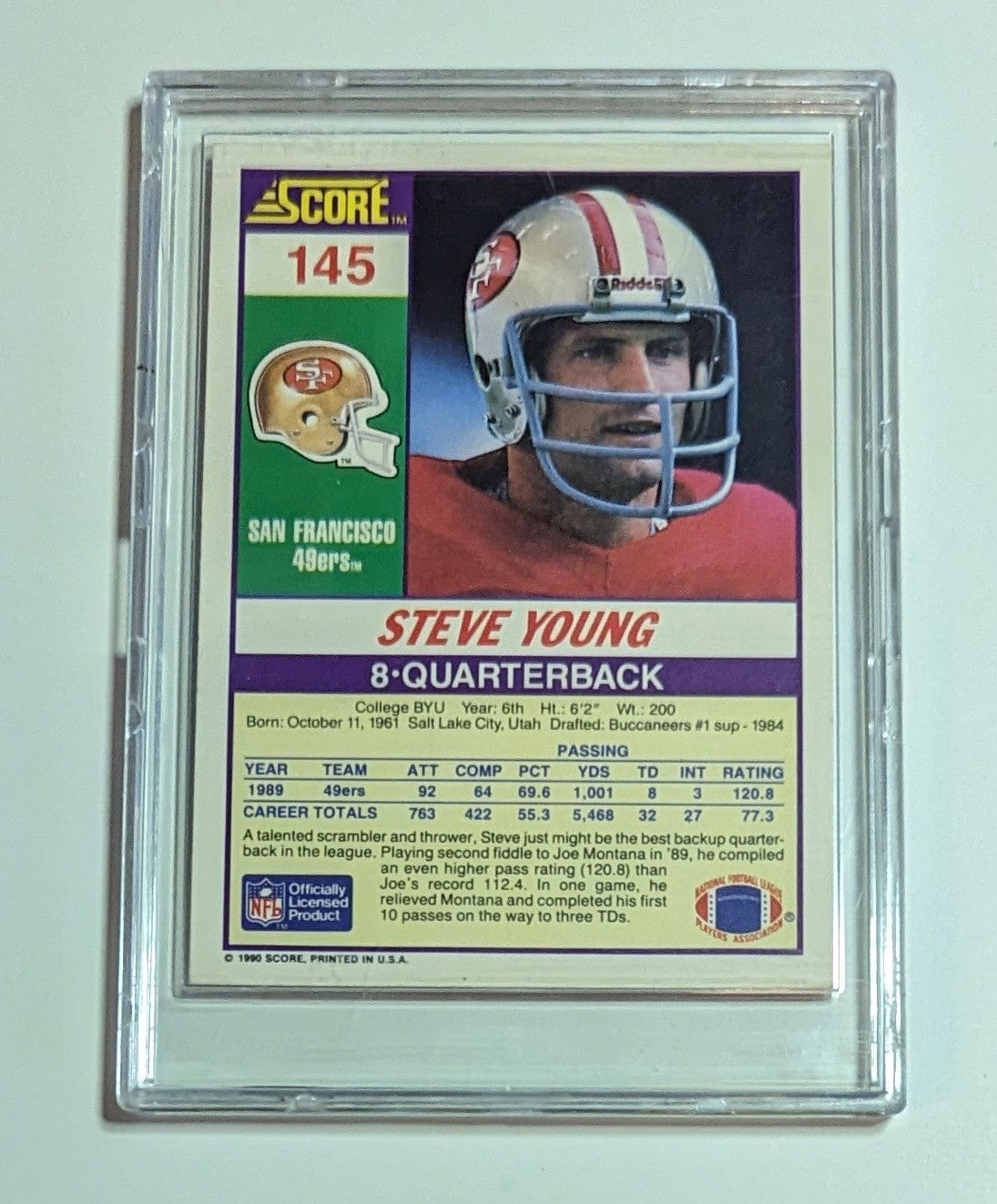 FIINR Football Card 1990 Score Steve Young Football Card #145 - Mint Condition
