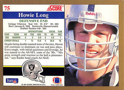 FIINR Football Card 1991 Score Howie Long NFL Football Card #75 - Mint Condition
