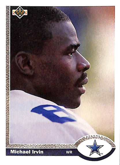 FIINR Football Card 1991 Upper Deck Michael Irvin Football Card #107 - Mint Condition