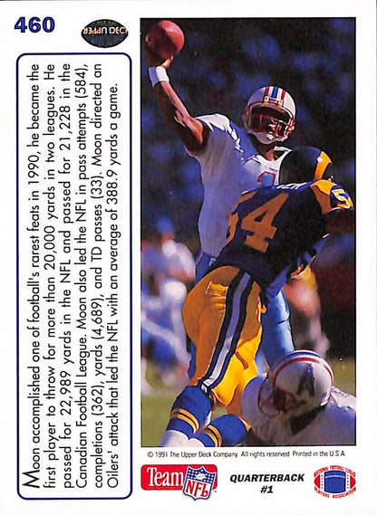 FIINR Football Card 1991 Upper Deck Warren Moon NFL Football Card #460 - Mint Condition