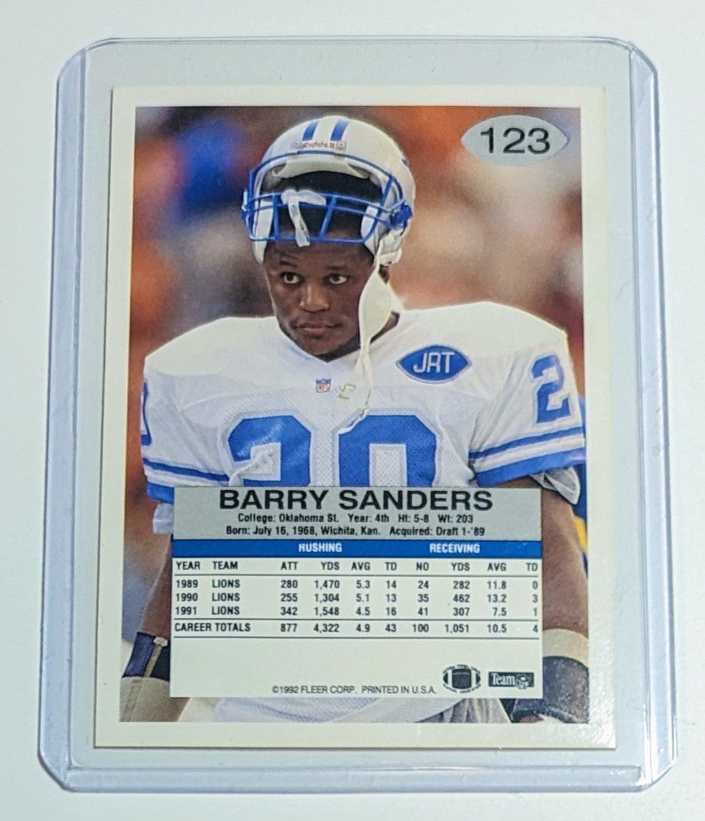 FIINR Football Card 1992 Fleer Barry Sanders Football Card #123 - Mint Condition