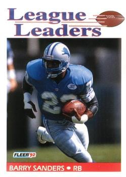 FIINR Football Card 1992 Fleer Barry Sanders leader Football Card #457 - Mint Condition