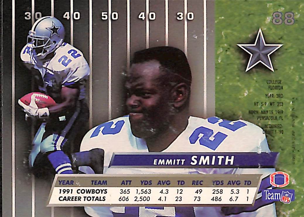 FIINR Football Card 1992 Fleer Ultra Emmitt Smith NFL Football Card #88 - Mint Condition