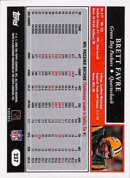 FIINR Football Card 2005 Topps Brett Favre Football Card #237 - Mint Condition