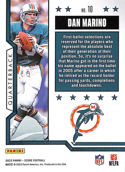 FIINR Football Card 2023 Score Panini Dan Marino NFL Football Card #10 - Mint Condition