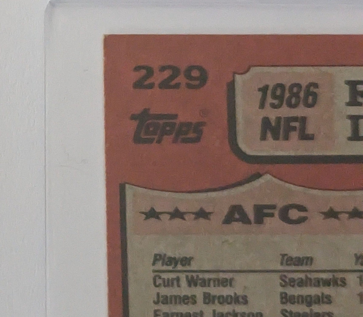 FIINR Football Card Eric Dickerson & Curt Warner 1988 Topps Rushing Leaders Card #229
