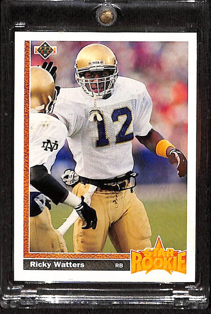 FIINR Football Card Team NFL 1991 Upper Deck Ricky Waters Football Rookie Card #9 - Mint Condition