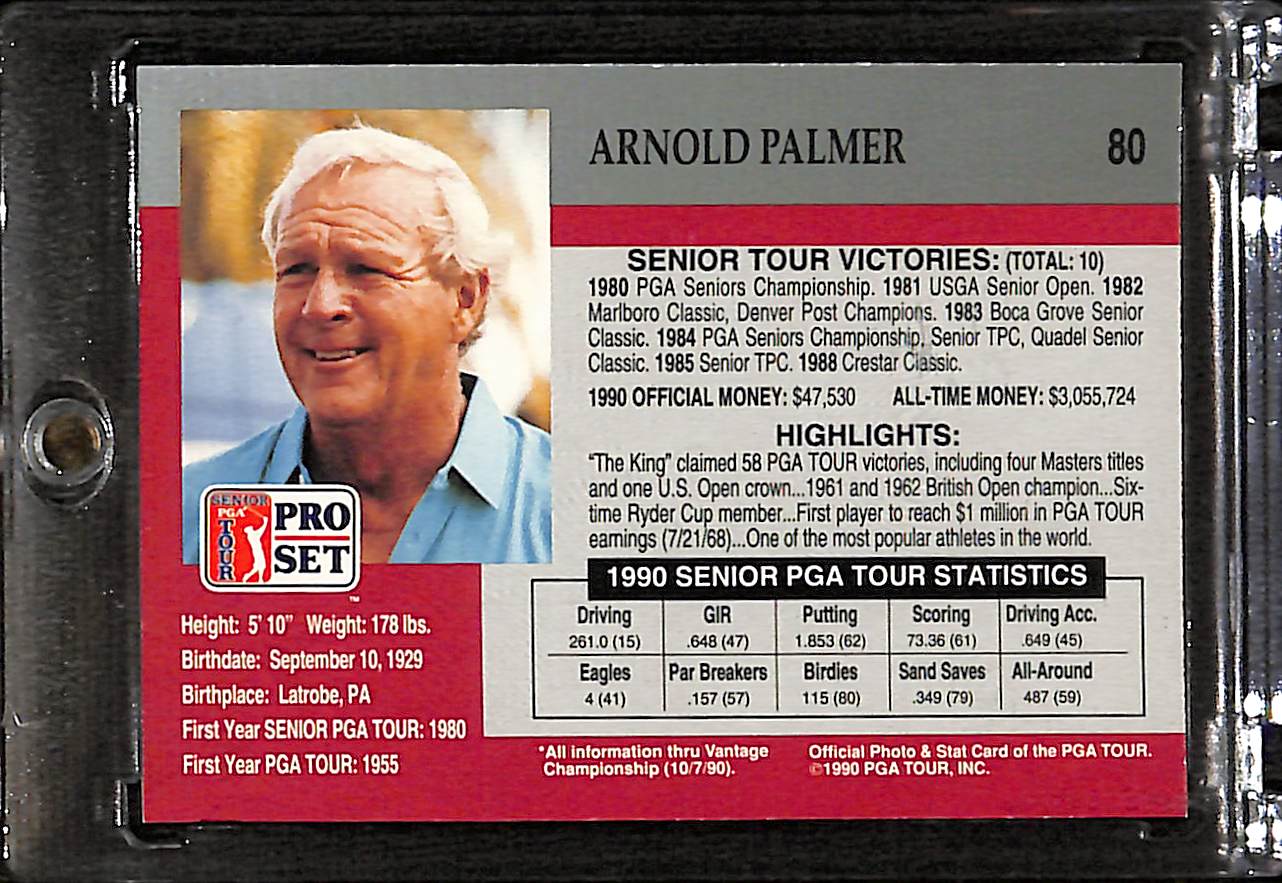 FIINR Golf Card 1990 PGA Pro Set Arnold Palmer Professional Golf Collector Card #80 - Mint Condition