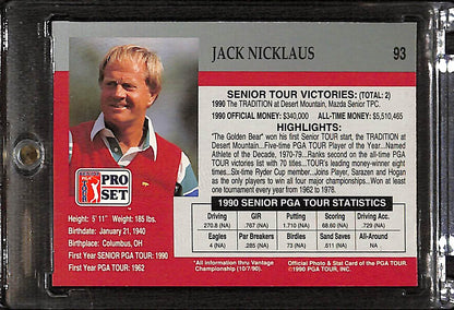 FIINR Golf Card 1990 PGA Pro Set Jack Nicklaus Professional Golf Collector Card #93 - Mint Condition