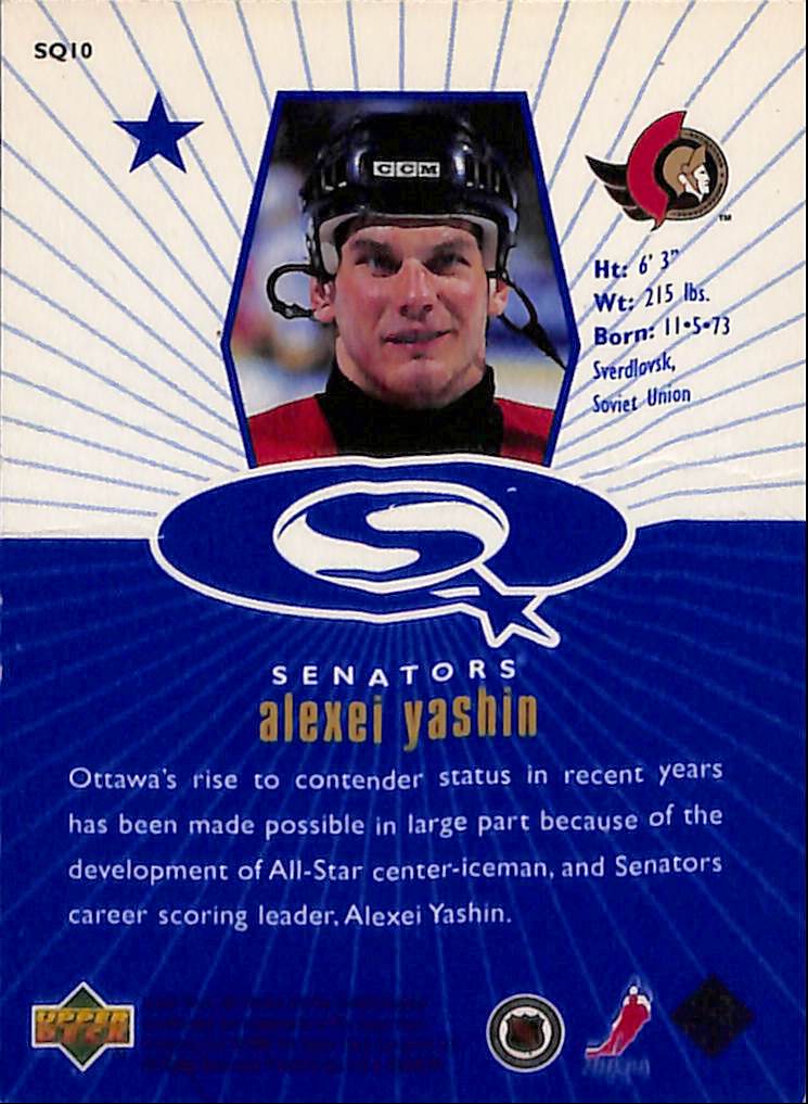 FIINR Hockey Card 1998 Upper Deck Alexi Yashin Hockey Player Card #SQ10